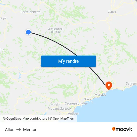 Allos to Menton map