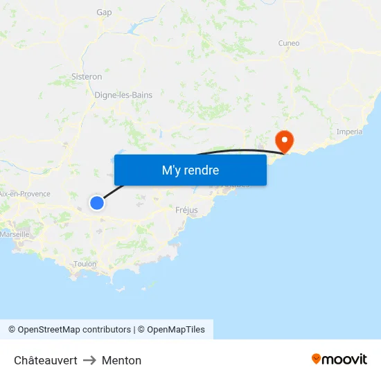 Châteauvert to Menton map