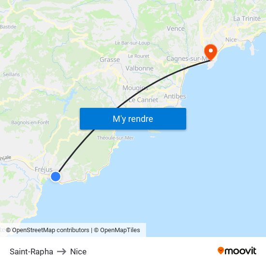Saint-Rapha to Nice map