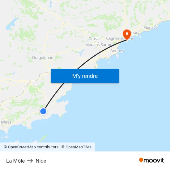 La Môle to Nice map