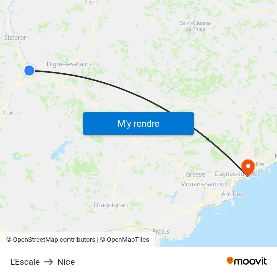 L'Escale to Nice map