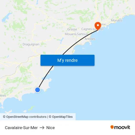Cavalaire-Sur-Mer to Nice map