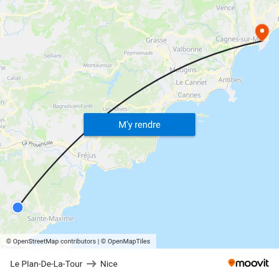 Le Plan-De-La-Tour to Nice map