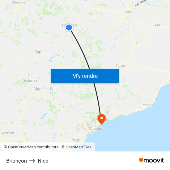 Briançon to Nice map