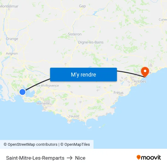 Saint-Mitre-Les-Remparts to Nice map