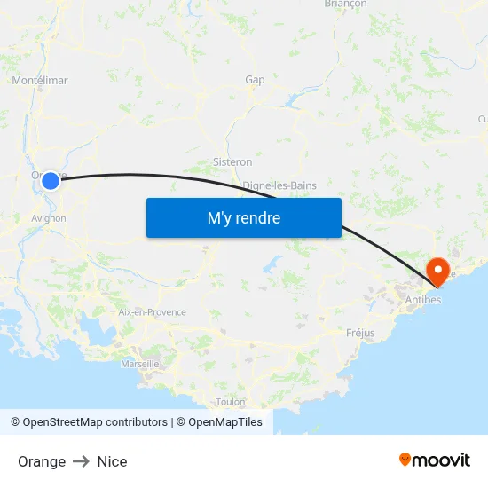 Orange to Nice map