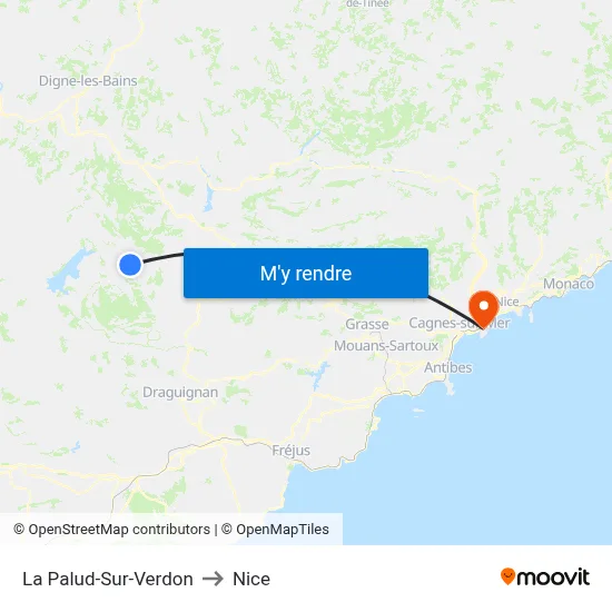 La Palud-Sur-Verdon to Nice map