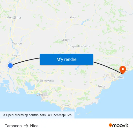 Tarascon to Nice map