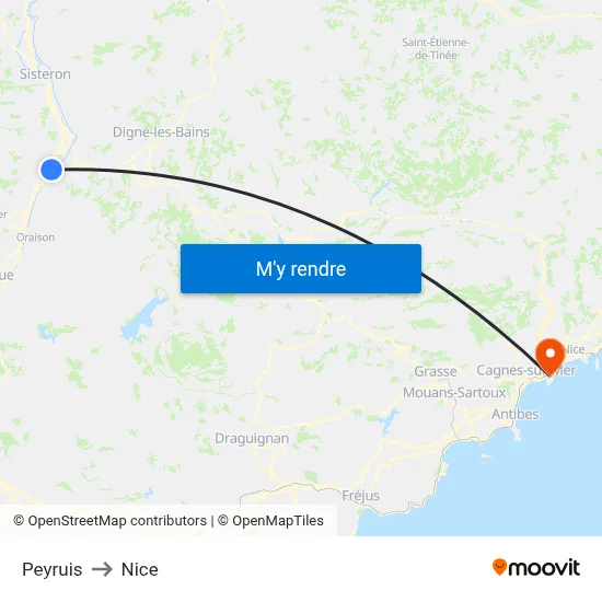 Peyruis to Nice map