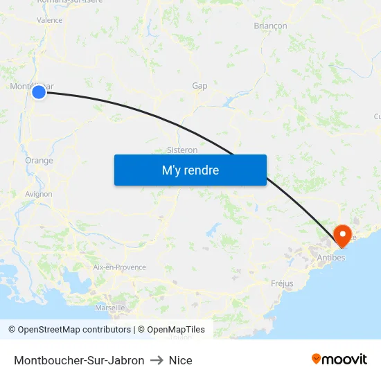 Montboucher-Sur-Jabron to Nice map