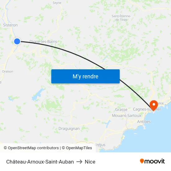 Château-Arnoux-Saint-Auban to Nice map