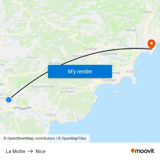 La Motte to Nice map
