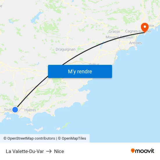 La Valette-Du-Var to Nice map