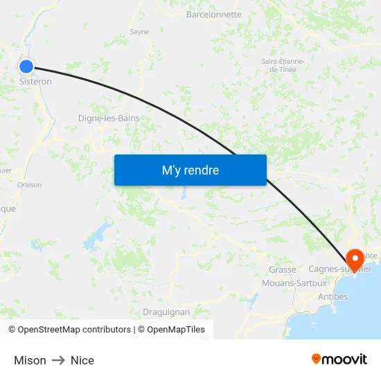 Mison to Nice map