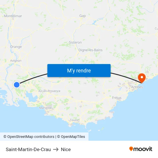 Saint-Martin-De-Crau to Nice map
