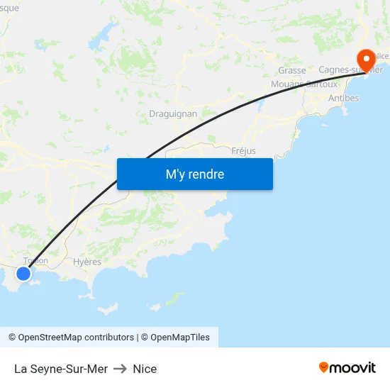 La Seyne-Sur-Mer to Nice map