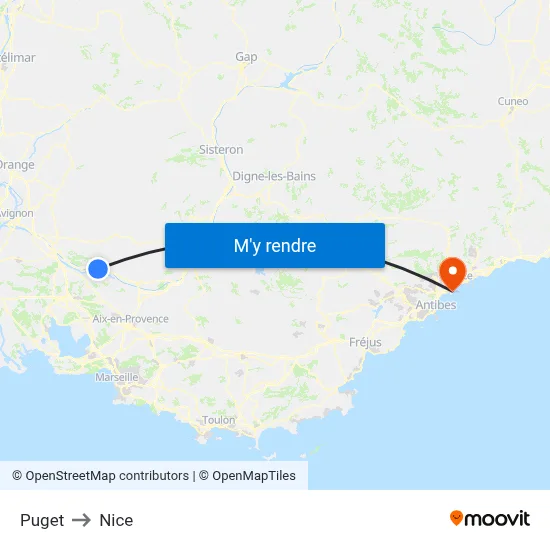 Puget to Nice map