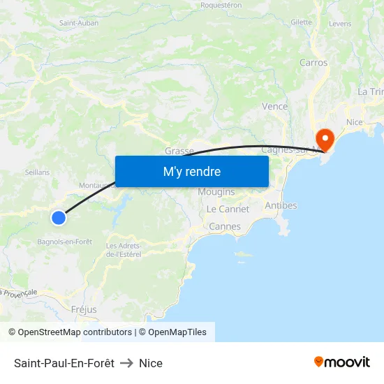 Saint-Paul-En-Forêt to Nice map