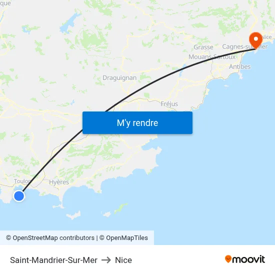Saint-Mandrier-Sur-Mer to Nice map