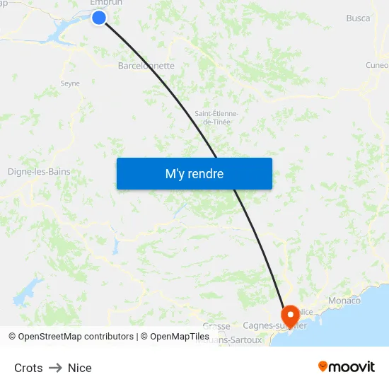 Crots to Nice map