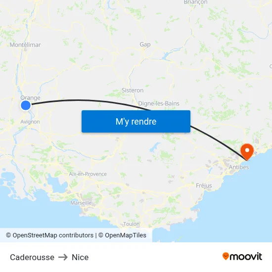 Caderousse to Nice map
