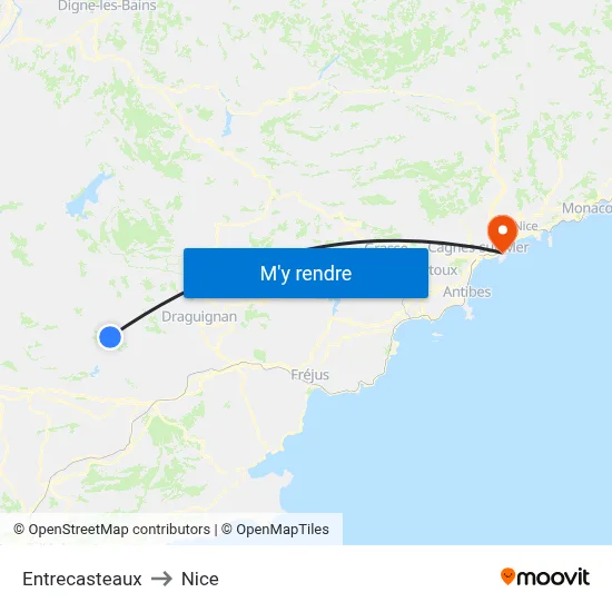 Entrecasteaux to Nice map
