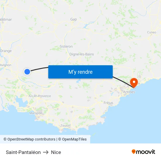 Saint-Pantaléon to Nice map