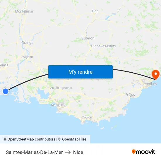 Saintes-Maries-De-La-Mer to Nice map