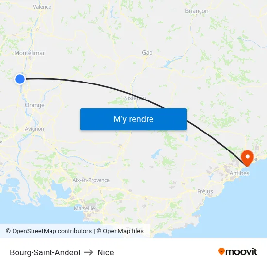 Bourg-Saint-Andéol to Nice map