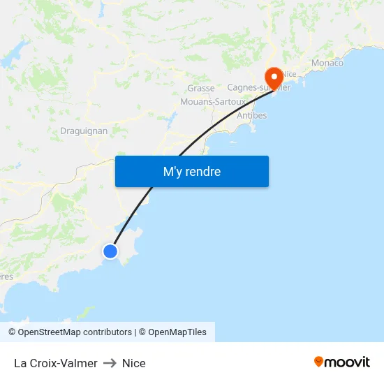 La Croix-Valmer to Nice map