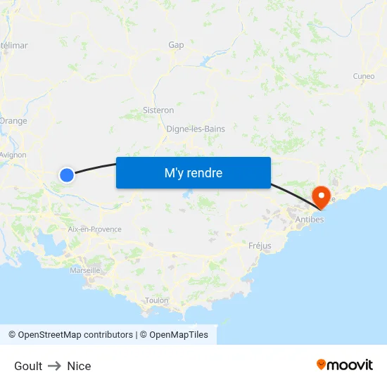 Goult to Nice map