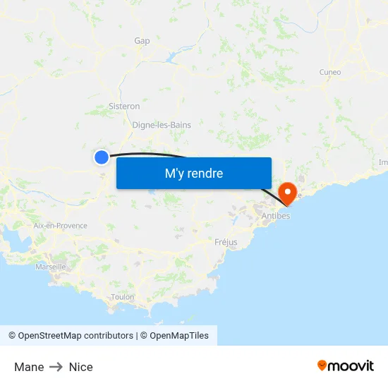 Mane to Nice map