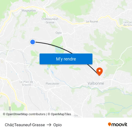 Chã¢Teauneuf-Grasse to Opio map