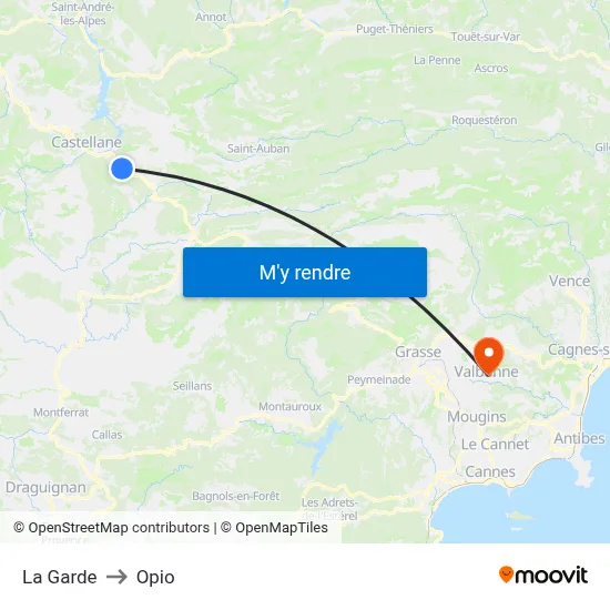 La Garde to Opio map