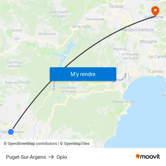 Puget-Sur-Argens to Opio map