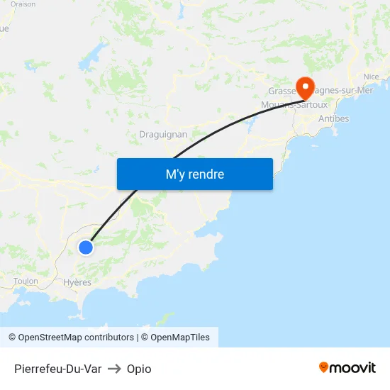 Pierrefeu-Du-Var to Opio map
