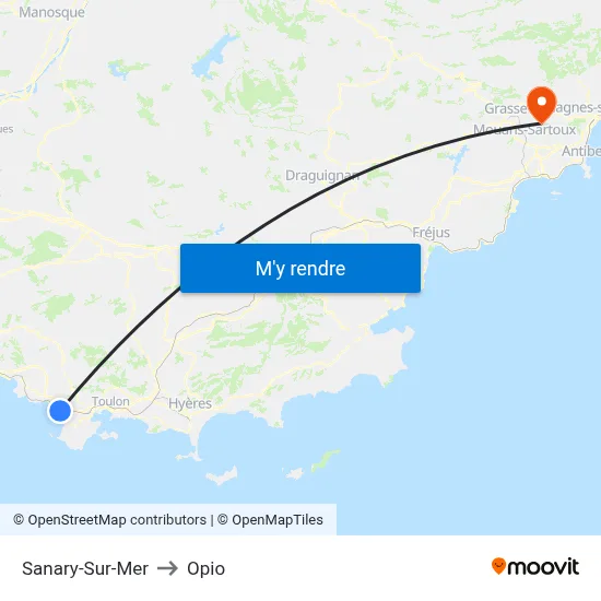 Sanary-Sur-Mer to Opio map