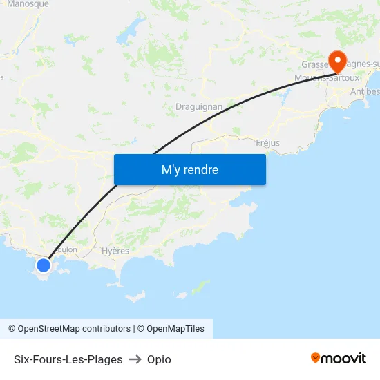 Six-Fours-Les-Plages to Opio map