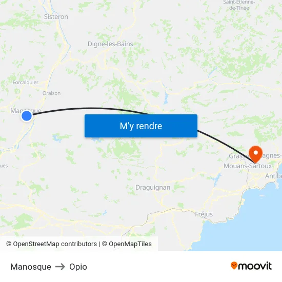Manosque to Opio map