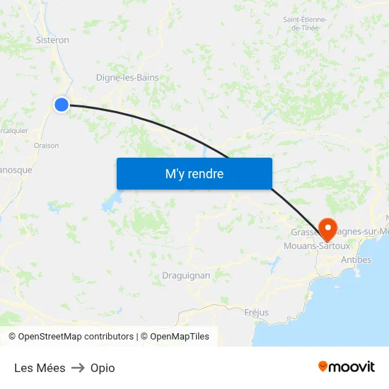Les Mées to Opio map