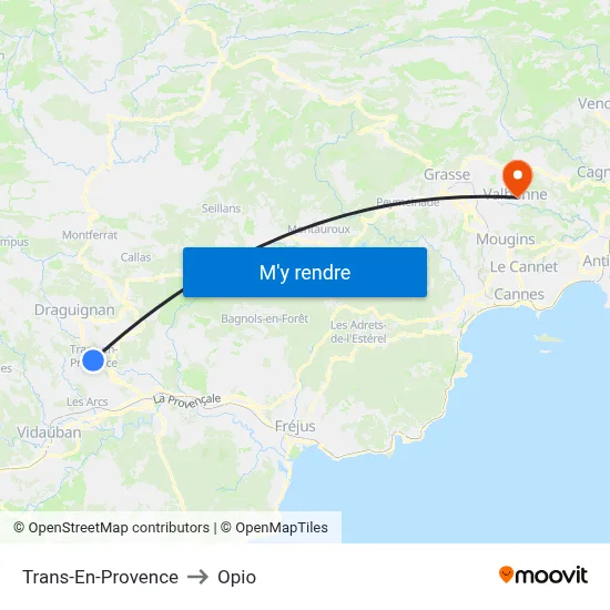 Trans-En-Provence to Opio map