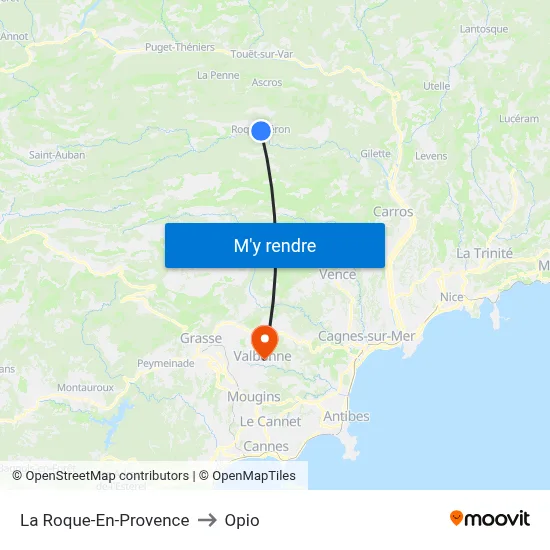 La Roque-En-Provence to Opio map