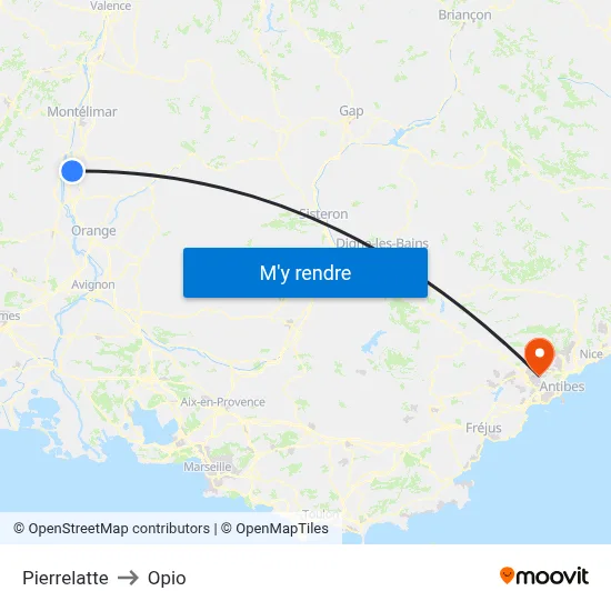 Pierrelatte to Opio map