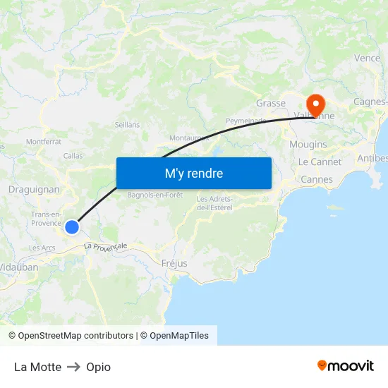 La Motte to Opio map