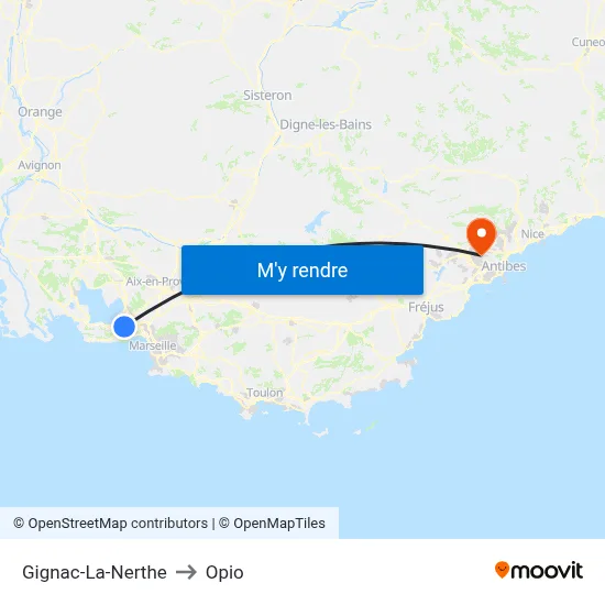 Gignac-La-Nerthe to Opio map