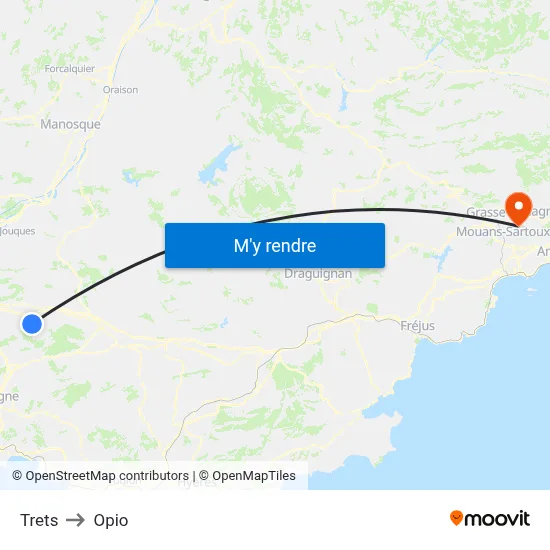 Trets to Opio map