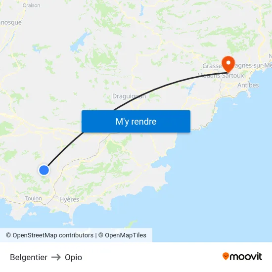 Belgentier to Opio map