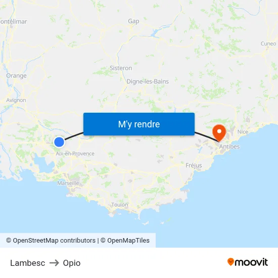 Lambesc to Opio map