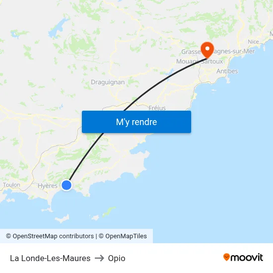 La Londe-Les-Maures to Opio map