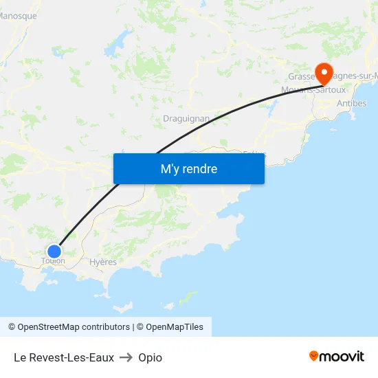 Le Revest-Les-Eaux to Opio map